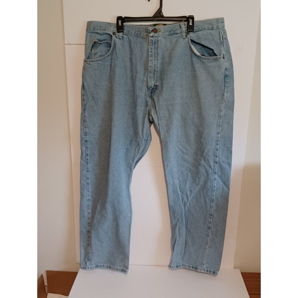Cabelas 100% Cotton Denim Medium Light Blue Jeans Mens 42x31 Straight Taper Leg